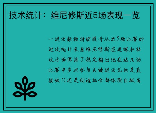 技术统计：维尼修斯近5场表现一览