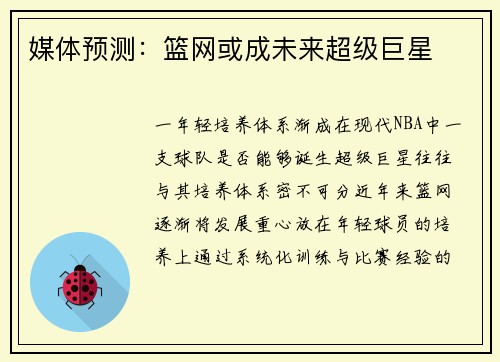媒体预测：篮网或成未来超级巨星
